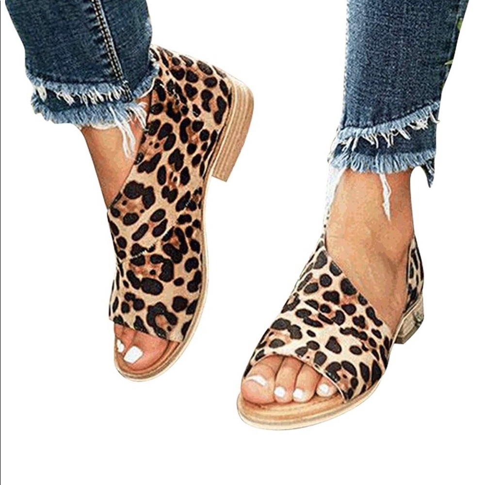 ✨ Beast D’Orsay Leopard Peep-Toe Sandals - Picture 4 of 8